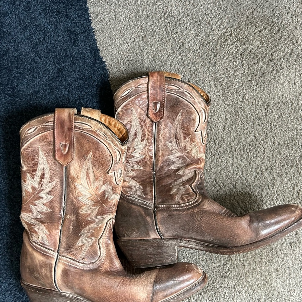 Oak Tree Brown Leather Western/cowboy Boots 8.5